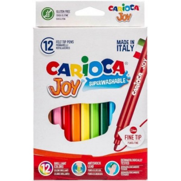 Μαρκαδόροι Carioca Joy λεπτοί 12 Χρώματα