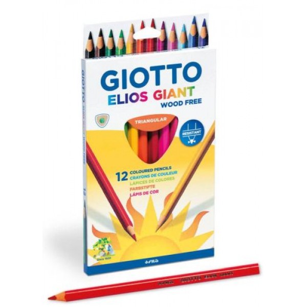 Ξυλομπογιές GIOTTO Elios Giant Wood Free 12 χρώματα