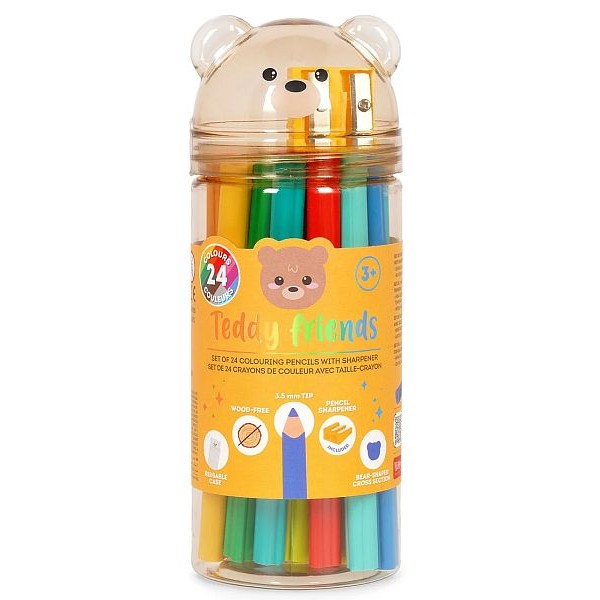 Σετ 24 ξυλομπογιές και ξύστρα σε θήκη Legami Teddy Friends Σετ 24 ξυλομπογιές και ξύστρα σε θήκη Legami Teddy Friends