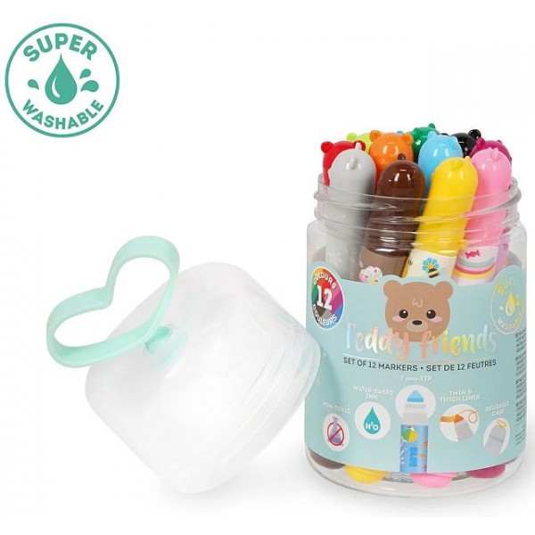 Σετ 12 μαρκαδόροι σε θήκη Legami Teddy Friends Σετ 12 μαρκαδόροι σε θήκη Legami Teddy Friends