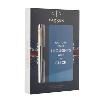 Parker Σετ Γραφείου με Σημειωματάριο και Στυλό Jotter Stainless Steel